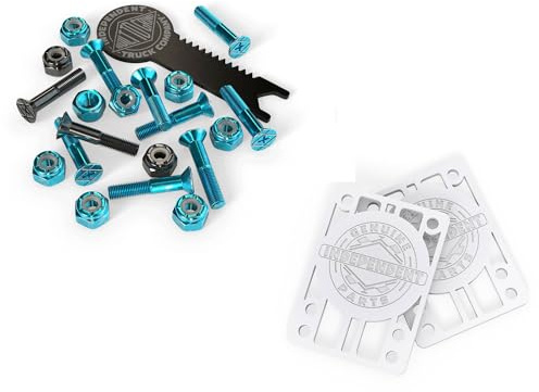INDEPENDENT Trucks Skateboard Hardware 1 Black/Blue + Tool + White Indy Risers