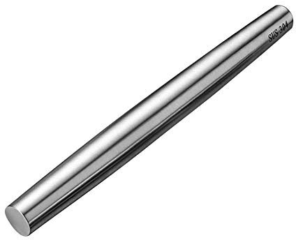 WINIAER mattarello in acciaio inox – mattarello per panetteria – ottimo per fondente, crosta, biscotti e pasta da pasticceria – diametro 33 x 3 cm