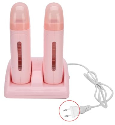 Roll-On Wachserhitzer mit Doppelkammer – Professioneller Waxwarmer für Haarentfernung, inkl. Roller und Schneidefunktion, rosa (220V)
