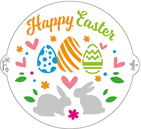 Decora 9270934 SCHABLONE FROHE OSTERN Ø 25 CM, Durchsichtig