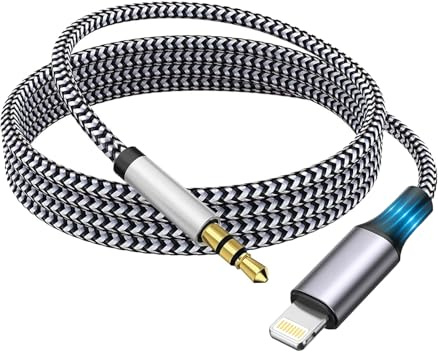 Apple MFi-zertifiziertes Aux-Kabel für iPhone, Lightning auf 3,5-mm-Klinke, geflochtenes Nylon-Audiokabel für iPhone 14 13 12 11 XS XR X 8 7 6