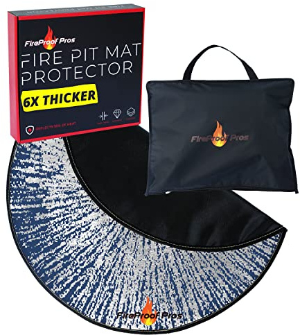 Feuermatte für unter der Feuerstelle, 101,6 cm, Blau Hitzebeständiges Muster, das Hitze reflektiert und vor herabfallender Glut schützt