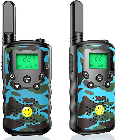 SAJGOP Walkie Talkie für Kinder Funkgeräte 3 KM Reichweite 16 Kanäle mit Hintergrundbeleuchteter LCD-Taschenlampe, Kinder Walki Talki für 6 7 8 9 10 11 12 Jahre Junge Madchen Geschenk Blau UHF