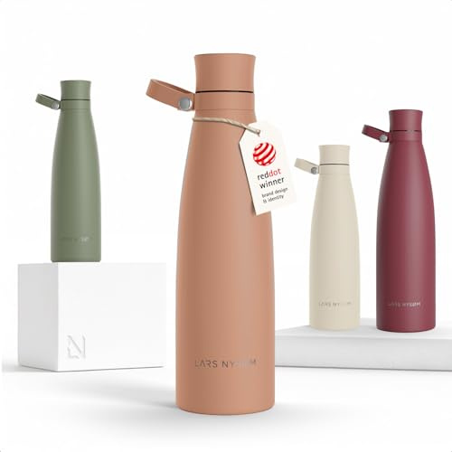 LARS NYSØM Trinkflasche Edelstahl 750ml | Isolierflasche 0,75 Liter | Auslaufsichere Wasserflasche für Sport, Fahrrad, Hund (Blush Rose, 750ml)