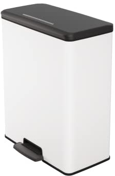 Curver Mülleimer, rechteckig, 65 l, Weiß, für Küche, Waschküche, Garage, 486 x 284 x 615 mm, Polypropylen, 100% recycelt (Vorherige Version)