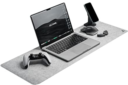 DELTAHUB - Minimalistisk filt skrivbordsskydd, anti-fransning, anti-glid, lätt att rengöra, lätt att glida, långvarig, snygg design, bekväm, beständig, skrivbordsmatta, PC, Mac, bärbar dator - medium