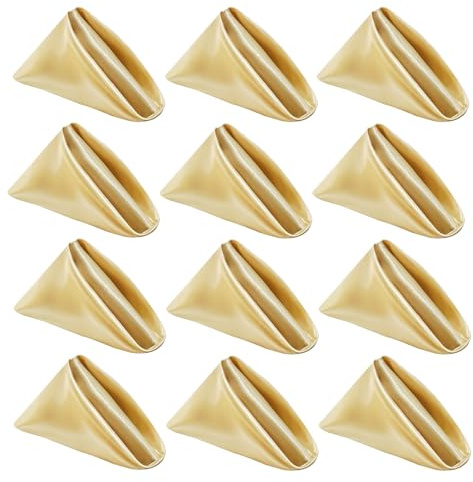 Tovaglioli in raso da 50x50 cm, confezione da 12, decorazione stagionale, tovaglioli lavabili, tovaglioli riutilizzabili in raso per matrimoni, feste di ringraziamento e Natale (oro champagne)