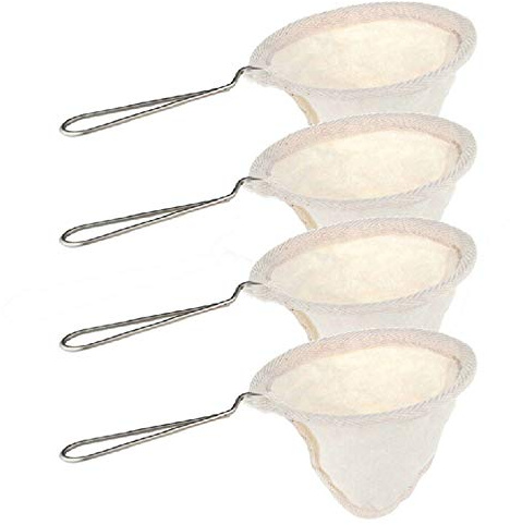 Nvanvmm 4Pcs Flannel Cloth Coffee Filter Strainers Reusable Coffee Dripper with Handle Handmade Coffee Accessories for Home Use