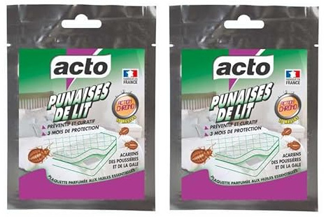 ACTO Plaquette Punaises de Lit - Lot de 2 : Répulsif et Insecticide Puissant