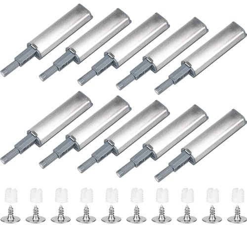 HATANSE 10 Stück Drucktüröffner Aluminium Push to Open Türöffner Softclose Türdämpfer Magnetischer Türschnäpper Schrank für Viele Schränke