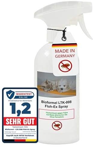 Biodelta Anti Flohspray für Hund Katze - Floh-Ex Umgebungsspray Haustier Hundeflöhe Katzenflöhe bekämpfen bei akutem Befall & präventiv - Flöhe Spray Wohnung Möbel Bett - hochwirksam (500ml)