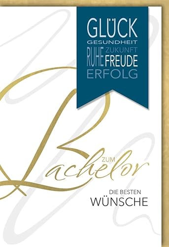 Verlag Dominique Glückwunschkarte zur Prüfung Bachelor blauer Wimpel - mit Umschlag