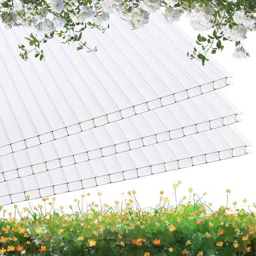 BRITSHIELD® Polycarbonate Sheets Clear 4mm (W:61cmxL:122cm) Roofing & Greenhouse (ONLY Available Mainland UK) (Clear, 3, Piece)