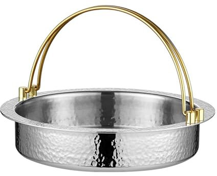 PTATT 304 Pot chauds de Shabu Shabu Shabu, pot à soupe à cuire en acier inoxydable, ustensiles de cuisson de cuisine sans revêtement pour la cuisinière à induction, fourna Silver-28cm