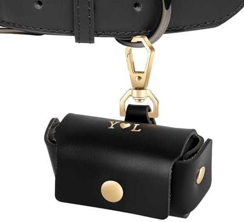 HDLOVE Personalisierte Hunde-Ehering-Kissenbox Für Haustiere, Individuelle Ehering-Trägertasche Hundehalsband, Leder-Eheringhalter-Etui, Pärchen-Ring-Aufbewahrungsbox Für Den Verlobungsantrag(Black)
