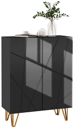 HOMCOM Narrow Shoe Cabinet with High Gloss, Slim Shoe Storage Cabinet with Soft-Close Hinges and Adjustable Shelves for 15-20 Pairs of Shoes, Black