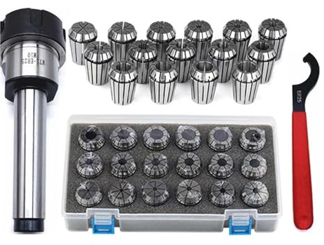 ER25 Federklemmen 9 STK. MTA/MT4 MT3 MT2 ER25 M12 1 STK. ER25 Schraubenschlüssel 1 STK. Spannzange Morsegriff Kegel for Fräsen von Drehwerkzeugen(MTB5-ER25-9Pcs)