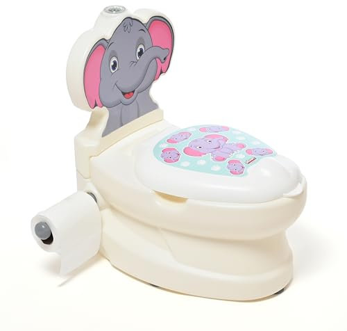 DIVCHI Pot d'entraînement aux toilettes avec bouton de chasse réaliste et son & porte-papier toilette | Facile à nettoyer | Pare-éclaboussures | Base antidérapante | Encourage la pratique de