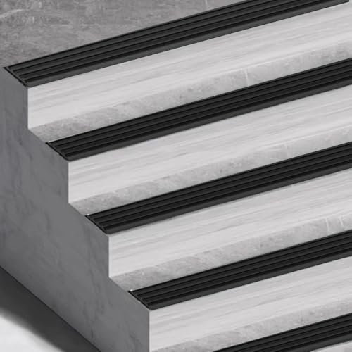 BGBZHMMEE Treppenkantenprofil Aluminium Treppenprofil L-Form Winkelprofil Aluminiumprofil Treppenwinkel, Für Parkett Und Laminat(Black,3pcs - L48/120cm)