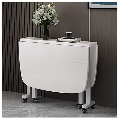Ausziehbarer Esstisch aus Massivholz, mit Universalrad für einfache Mobilität, multifunktional, platzsparend, Tisch und Stühle, Set für Restaurants, Wohnzimmer, Terrassen und Decks, 120 cm