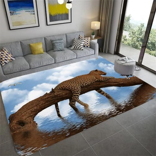 Bettvorleger 3D-Illusionsteppich Kleiner Teppich Wildtier-Tiger Teppich,Schlafzimmerteppich,Jungenteppiche Für Schlafzimmer,Wohnzimmerteppich 160 X 230 cm - Leicht Zu Reinigen-1870621060