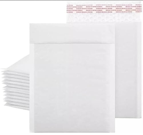 M7 förpackningsbubbelbrev, bruna eller vita 100-pack pappersbubblor, självtätande självhäftande fraktpåsar, dämpande vadderade kuvert för frakt, post, förpackning (vit, 220 x 270 mm)