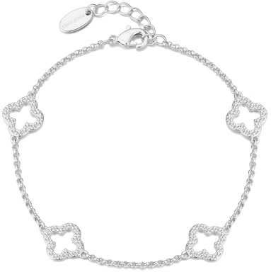 Philip Jones Silver Plated Clover Bracelet Created with Zircondia® Crystals