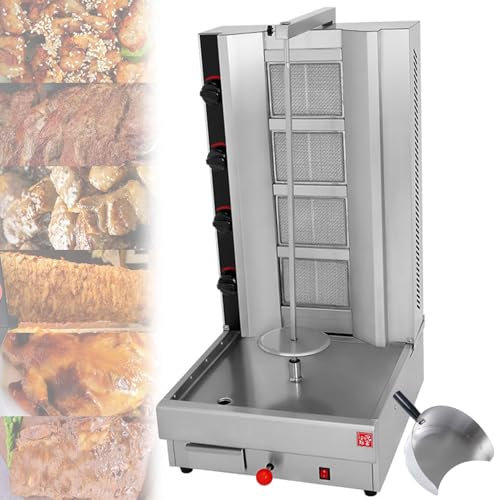 KLYDBMYT Máquina para Hacer Doner Kebab, asadores a Gas de Acero Inoxidable, asador Vertical para Horno, máquina de shawarma Comercial giratoria de 360° para Cocina de Restaurante y Barbacoa