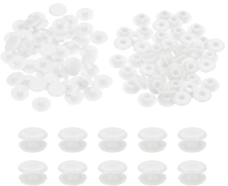 PATIKIL M5x3mm Rivet en Plastique 50 Sets Blanc pour Album Photo | Rivet à Presser Bouton, à Visser en Plastique Chicago pour Cuir Scrapbook