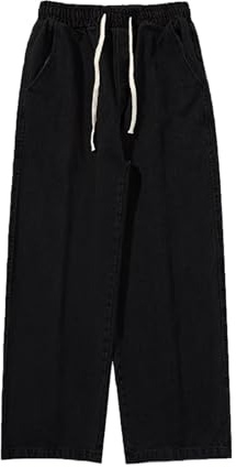2025 - Mode homme Big Loose Relaxed Fit Straight Leg Jeans Denim Pants Pantalon Homme Sportif, Noir , 5XL