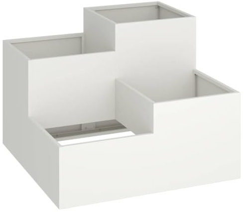 vidaXL Vaso da Giardino Bianco 80 x 80 x 60 cm Acciaio | Realizzato in acciaio inox resistente che dura nel tempo, Permette un buon drenaggio e radici sane,
