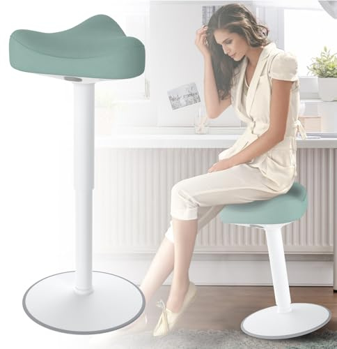 UISEBRT Hocker Ergonomischer,Sitzhocker Höhenverstellbar 47-65 cm, Stehhocker Anti-Rutsch,für Wohnzimmer,Schlafzimmer,Büro,Grün