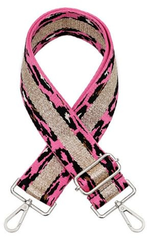 Blausky Taschengurt Leopardenmuster,5cm Breit Taschenband mit Silber Karabiner Taschengurte zum Wechseln Verstellbar Schulterriemen 75-130cm Schultergurt,Trageriemen für Damen & Herren,Grau