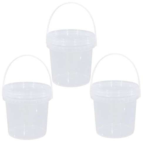3-teiliger Farbeimer mit Deckel und Griff, 2 l, durchsichtig, tragbar, Mehrzweck-Eimer aus dickem PP, Galloneneimer für Farbe, Wasser, Kunsthandwerksprojekte, Garagenorganisation, Galloneneimer m