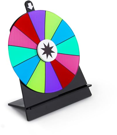 Diakey 15 cm drehendes Preisrad, Farbtisch-Roulette-Rad, Spinner mit Ständer, Glücksspiel für Party, Messe, Karneval, 12 Steckplätze