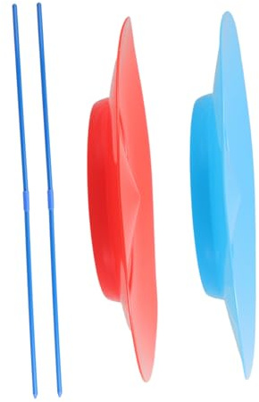 FUNNETOYU 2 Bunte Jonglierteller mit Stäben Jongliergeschicklichkeitsspielzeug für Kinder und Erwachsene Zirkus Trickspielzeug für Aufführungen und Kindergeburtstage