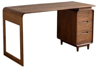 Bureau moderne en noyer massif de 140 cm avec tiroir de rangement – Mobilier de maison élégant pour étude, chambre à coucher et bureau (140 x 60 x 75 cm)