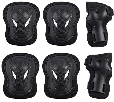 Adult Knee Pads Elbow Pads Wrist Guards 6 in 1 Protective Gear Set for Ice Skating Roller Skating Cycling Scooter Skateboard Lightweight Adjustable Safety Pads