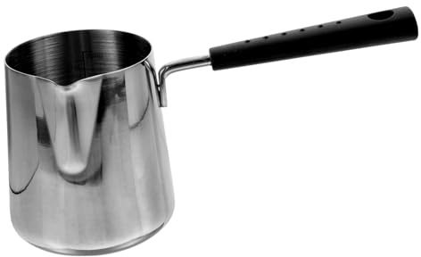 Cazo Acero Inoxidable 350ml con Asa, Olla Pequeña para Calentar Aceite | Diseño Superficie Lisa, Vertido Preciso Aceite, Conducción Calor Uniforme, Color Plata