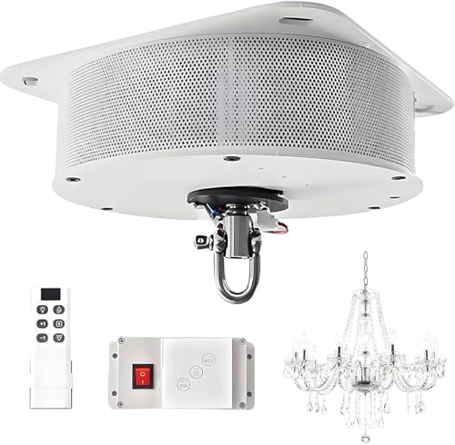 Palan électrique for lustres, système de Levage de lustres avec télécommande et Interrupteur Mural, élévateur de lustres for Villas, treuil à Moteur électrique for Le Levage d'éclairage(200KG)