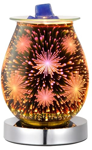 Wax Lume Electric Wax Melt Burner - 3D Fireworks Effect Candle Warmer Lamp with Touch Dimmer, Flameless Aroma Warmer Home Decor Gift, UK Plug