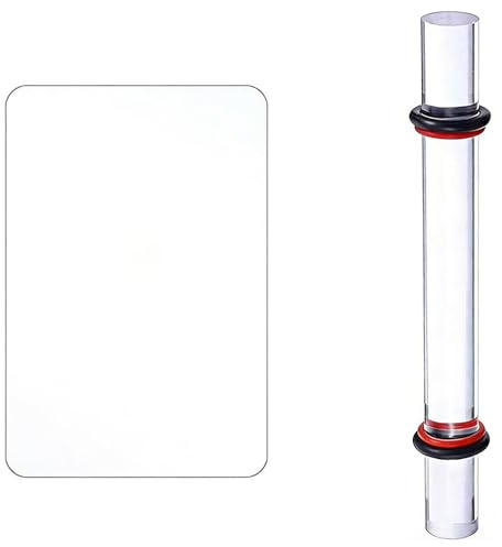 BCHMN Mattarello in Acrilico Solido con Anelli e Lastra di Pressione per Argilla, Set Strumenti per Modellazione Ceramica e Fimo, Rullo Trasparente Professionale per Scultura e Fai da Te, Kit 2 Pezzi