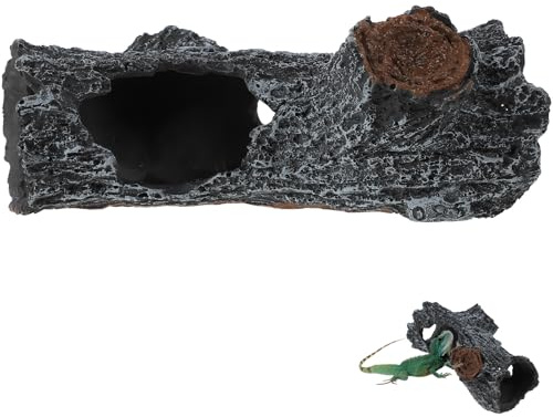 Escondite para Reptiles Resistente al Desgaste, Tronco de Resina Negro | Textura Dura, Forma de Hueco de Árbol, Resistente a Manchas, para Terrarios y Decoración de Reptiles