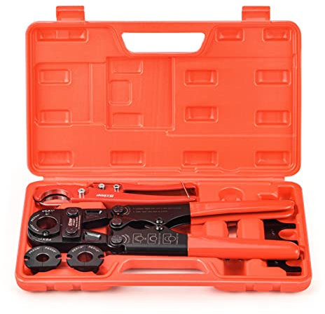 iCrimp Pex Pipe Crimping Tool kit for 3/8,1/2,3/4,1-inch Copper Ring with Free Gauge&Pex Pipe Cutter -Meet ASTM F1807 and Portable