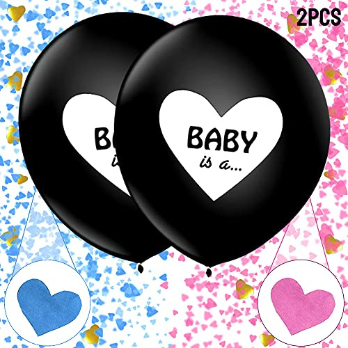 2 Stück Gender Reveal Ballon, 36 Zoll Boy or Girl Ballon, Geschlechtsverkündung Ballons mit Blauem und Rosa Konfetti, für Geschlecht offenbaren Party, Baby Shower Party