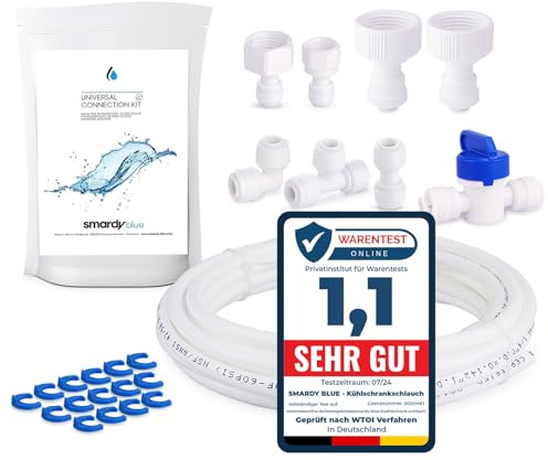 ZO012 Wasserzulaufleitung Anschluss Set 1/4 Zoll Schlauch 10m für Side by Side Kühlschrank Wasseranschluss, Umkehrosmoseanlage Trinkwasser, Kühlschrankschlauch, Wasserschlauch Schlauchverbinder (1/4)