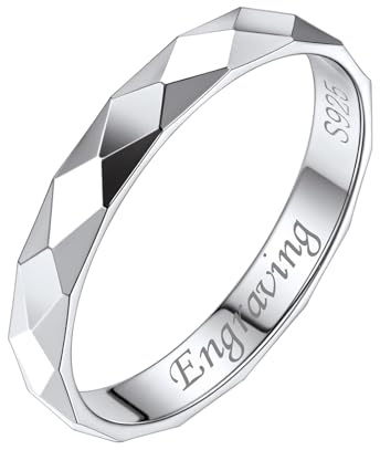 Silvora 925 Silber Damen Ring 2mm/3mm/5mm breit Personalisierter Fingerring mit Gravur Schlichter Verlobungsring Ehering Hochzeitsring in Silber/Rosegold/Schwarz Ringgröße 46.8(14.8)- 67.2(21.25)