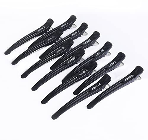 AIMIKE 12 fermagli professionali per capelli per sezionare lo styling, antiscivolo, senza traccia, con fascia in silicone, fermagli per capelli per salone e casa, per parrucchieri, donne, uomini,