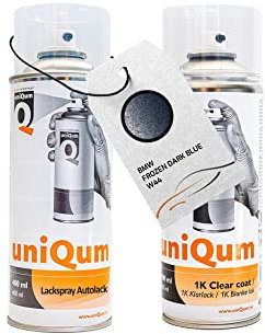 uniQum Spraydose Autolack + Klarlack für BMW FROZEN DARK BLUE W44 Autolack Reparatur 2x 400 ml