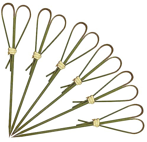 100 Pieces Bamboo Cocktail Picks, Heart Shaped Bamboo Sticks, Skewers for Appetizers, Charcuterie Accessories, Toothpicks for Appetizers Picks, 4.7 Inch Cocktail Toothpicks - Cyan